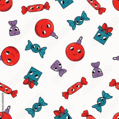 Seamless patterns Christmas in retro style. Design for fabric, textile, wallpaper, packaging.	