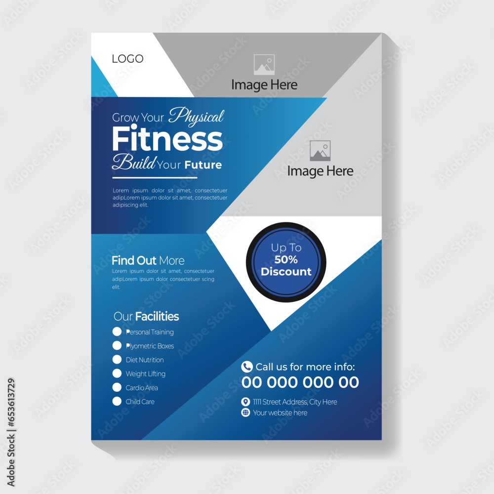 Flyer template design set for gym and fitness. Vector design with place for photo. Gym Fitness Flyer Template Design. Flyer template design set for gym and fitness. Vector design with place for photo. Gym Fitness Flyer Template Design.