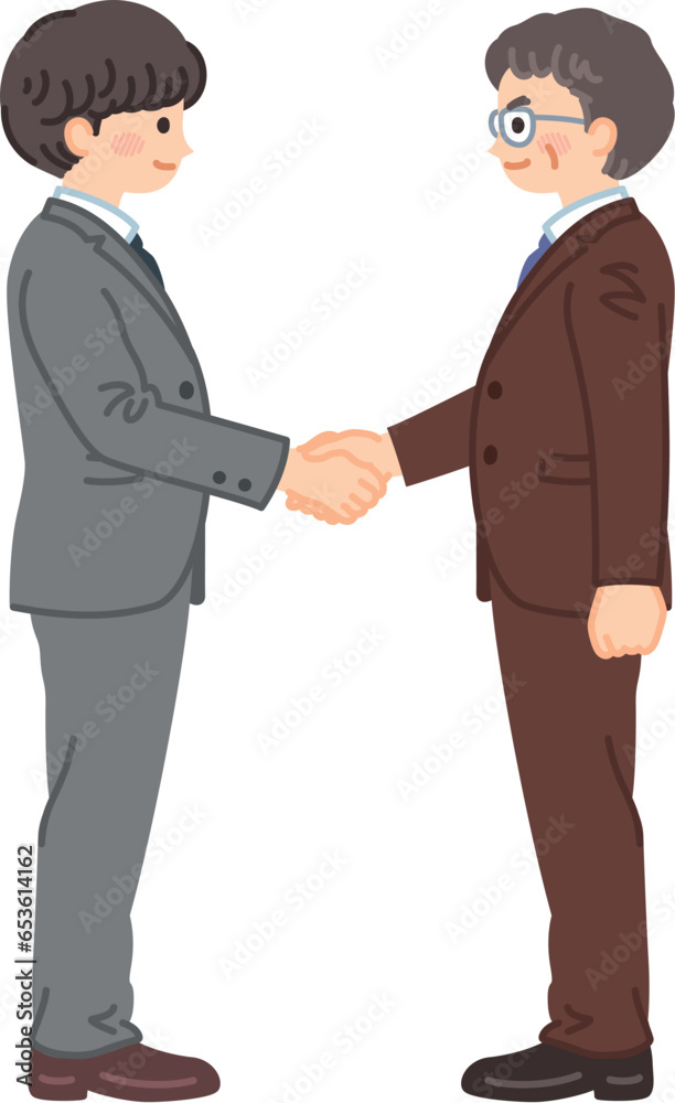 握手をするスーツ姿のビジネスマン　上司と部下　ビジネスシーン