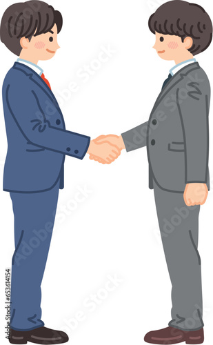 握手をするスーツ姿の若いビジネスマン　ビジネスシーン