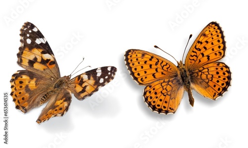 Two beautiful colored Butterflies on a white background