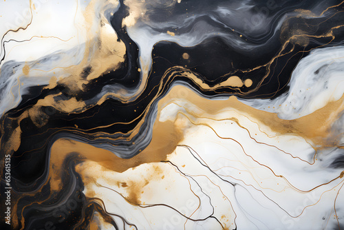 Black, white and gold marble background. Texture of the stone. Abstract design texture. Template for banner.