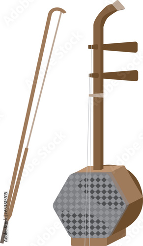 楽器の二胡のイラストセット