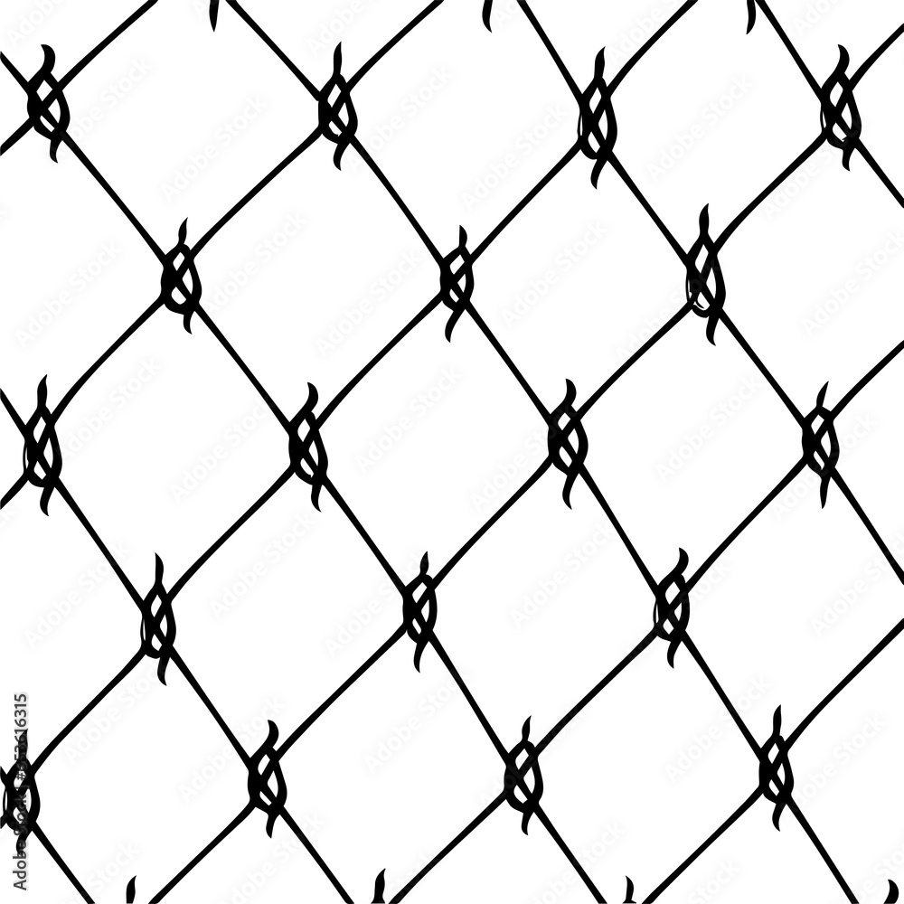 Fototapeta premium Wire Fence, Industrial Fence, Chain Fence Illustration on a transparent background