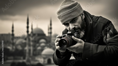 Male Professional Photographer Capturing Moments using Camera © Galih