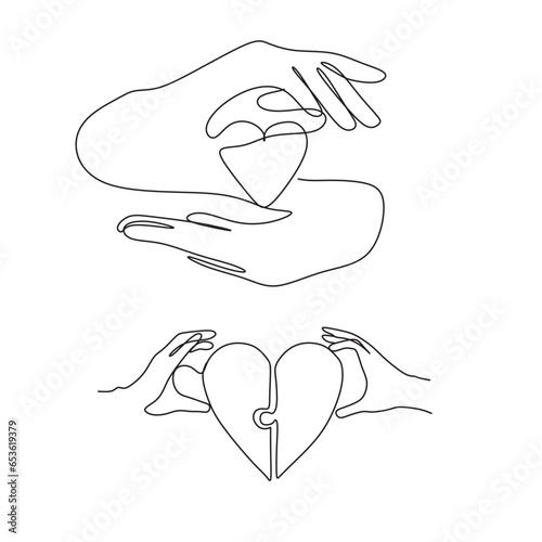 One line drawing. Happy friendly family.
Fashionable couple style.