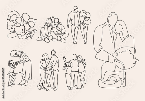 Family line art minimalist simple