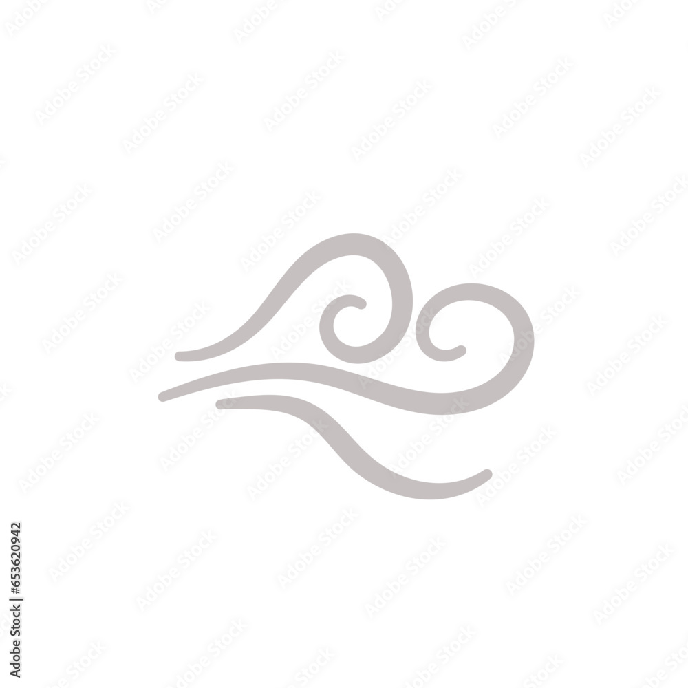 Doodle wind blow icon vector
