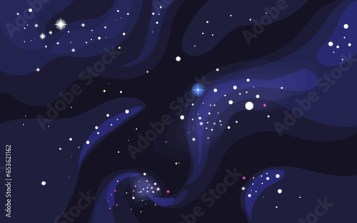Vector space background . Cute flat style template with Stars in Outer space