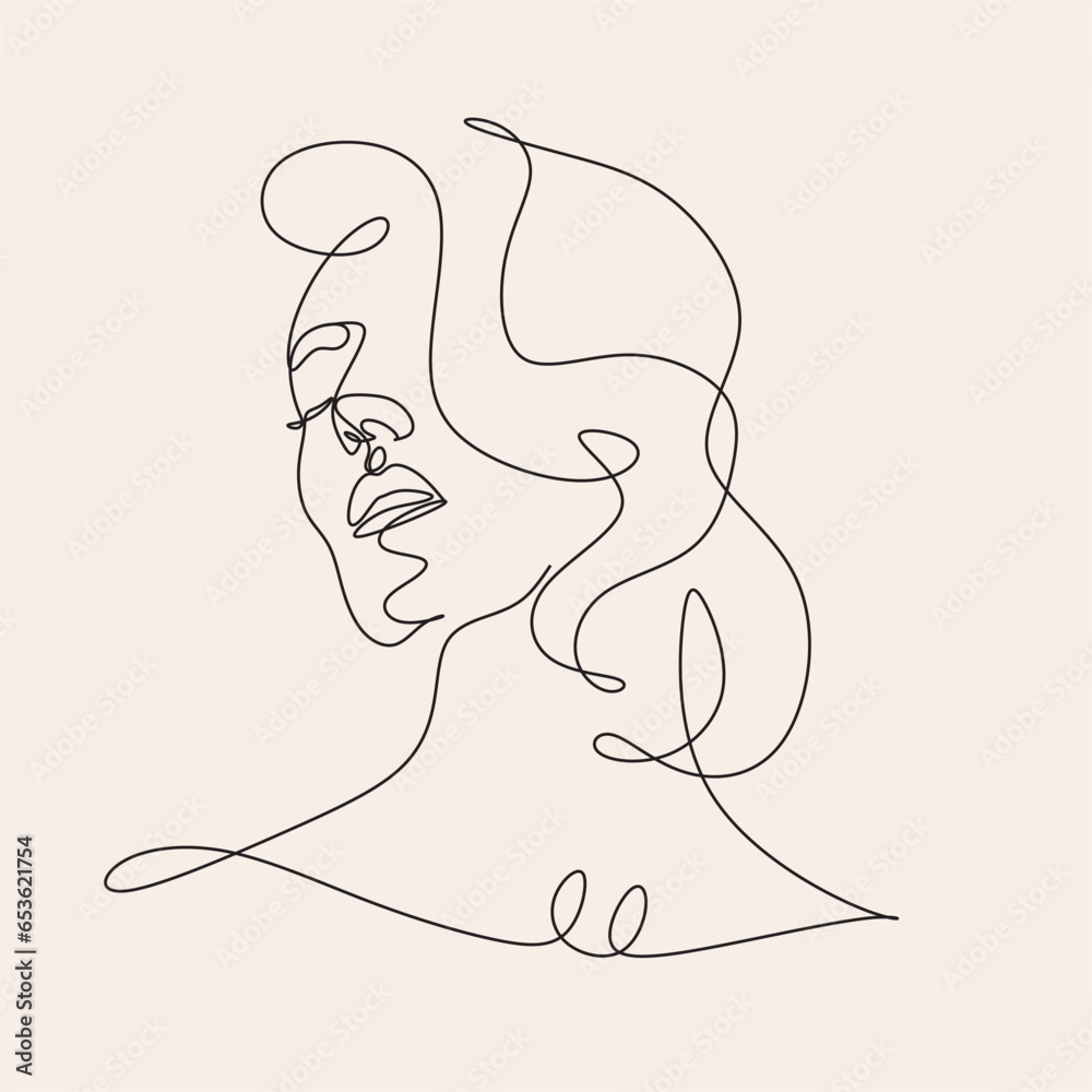 Line art woman face draw. elegant minimalist abstract women face for fashion illustration
