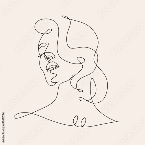 Obraz na płótnie Line art woman face draw. elegant minimalist abstract women face for fashion illustration w salonie