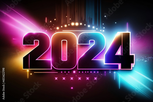 2024 Happy New Year eve modern logo - generative AI