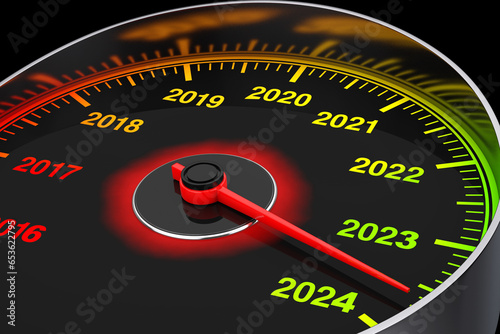 Conceptual 2025 New Year Speedometer. 3d Rendering