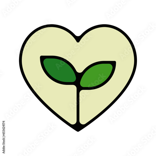 picto logo icones et symbole ecologie planete coeur plante enfant fin couleur vert et jaune