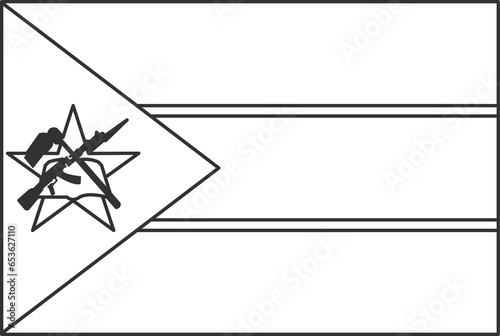 Mozambique flag, for color the flag. Draft flag.