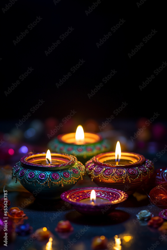 Ai Generated Diwali Illustration Of Night Scene Candle Light Ai Generated Diwali Illustration Of Night Scene Candle Light