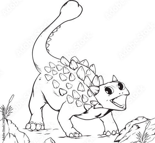 Hand drawn Ankylosaurus illustration for children's picture book