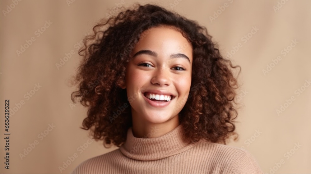A teenage girl exudes pure joy, her cheerful demeanor captured in a radiant smile. A teenage girl exudes pure joy, her cheerful demeanor captured in a radiant smile.