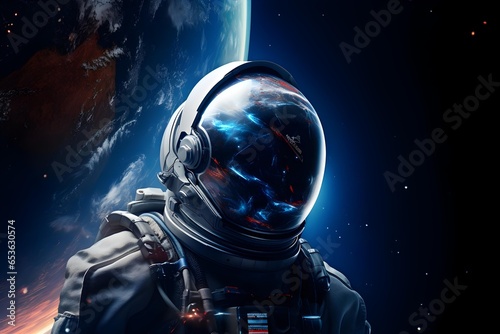 World Space event graphic astronaut's showcasing Earth's beauty from space and ample copy space for event details