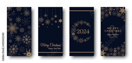 Christmas Poster 2024. Winter poster template. Christmas background with snowflakes. Poster, banner or background. Vector illustration