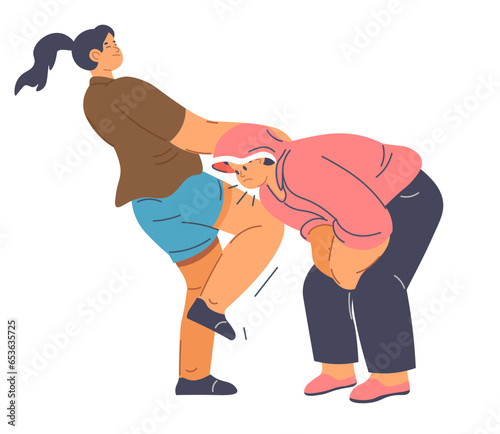 Defense classes for women, lady fighting vector