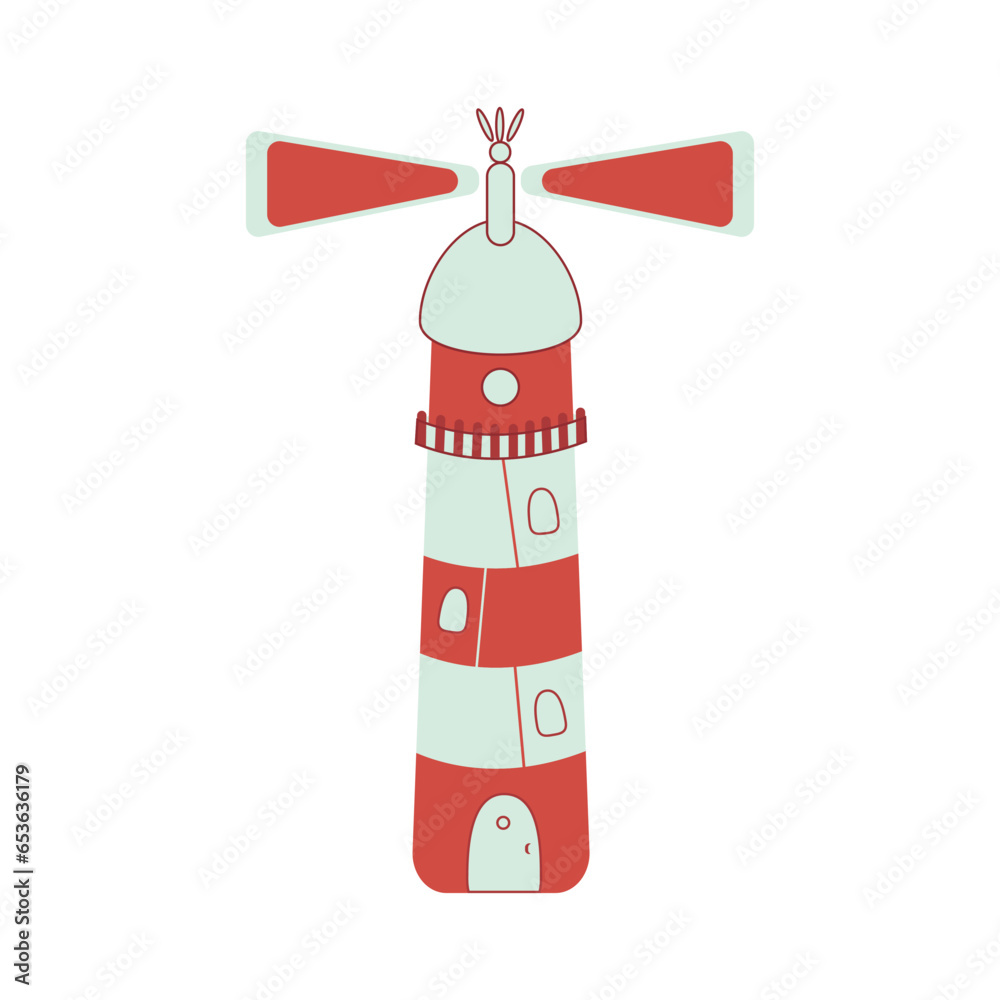 Lighthouse, track lighting. Flat design, vector illustration. Lighthouse, track lighting. Flat design, vector illustration.