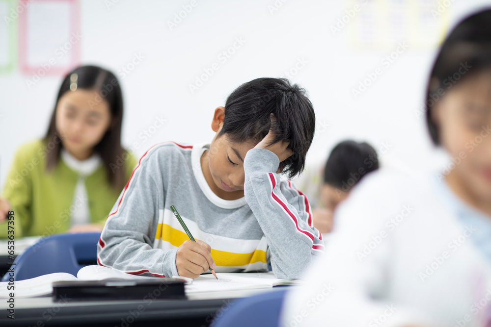 勉強をする小学生 勉強をする小学生