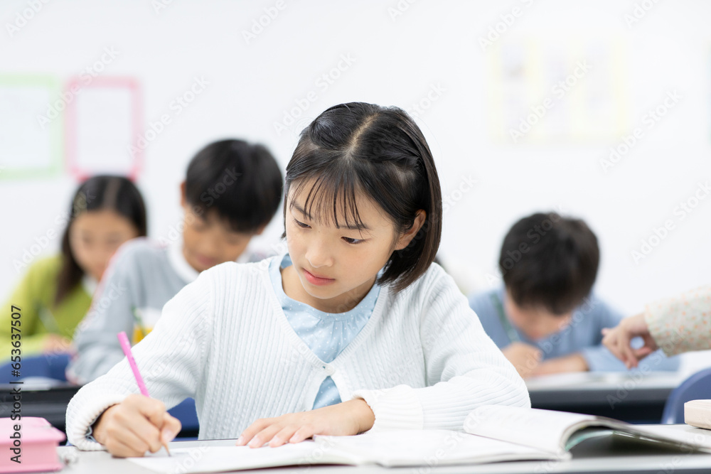 勉強をする女の子 勉強をする女の子