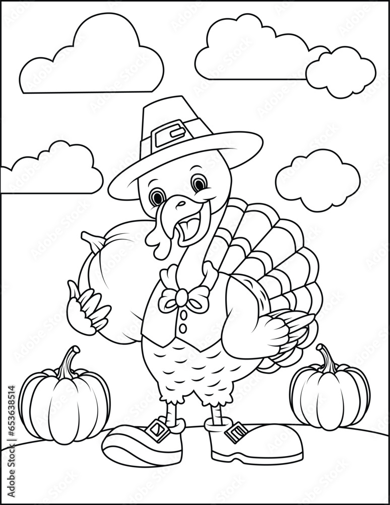 thanksgiving coloring page for kids Stock Vector Adobe Stock