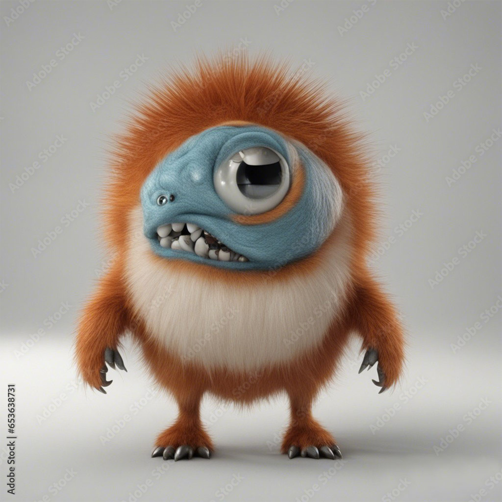 Fototapeta premium cute little monster smooth skin soft fur bright eyes
