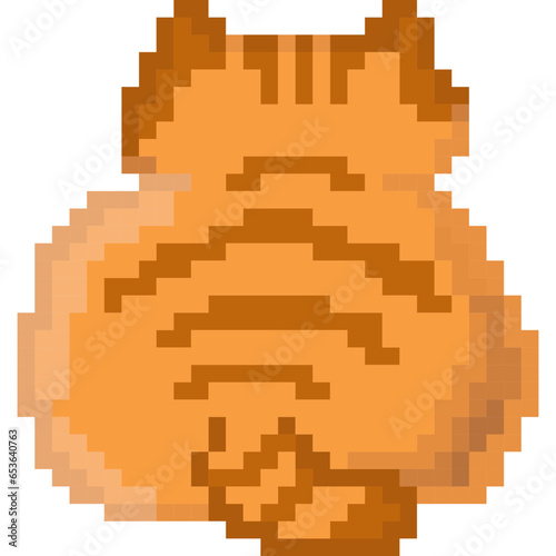 behind cute kitty cartoon pixel art 8 bit vector Flat icon