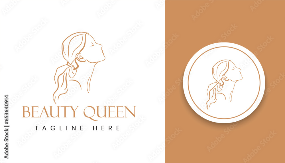 line art style female face logo for beauty cosmetic salon spa, feminine beauty care silhouette vector illustration, or logo template line art style female face logo for beauty cosmetic salon spa, feminine beauty care silhouette vector illustration, or logo template
