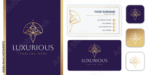 floral modern geometric ornamental premium  luxury logo design template with branding set