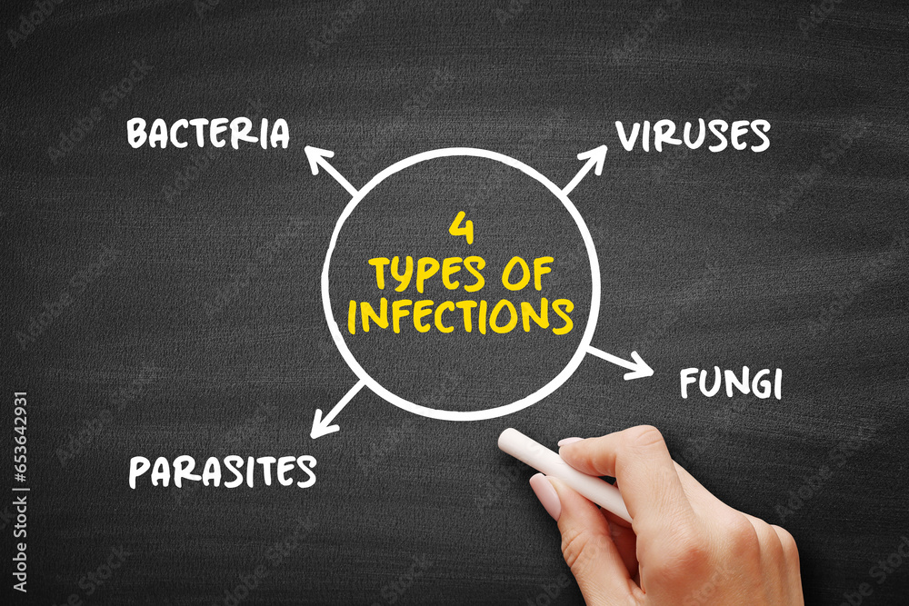 4 types of infections mind map text concept for presentations and