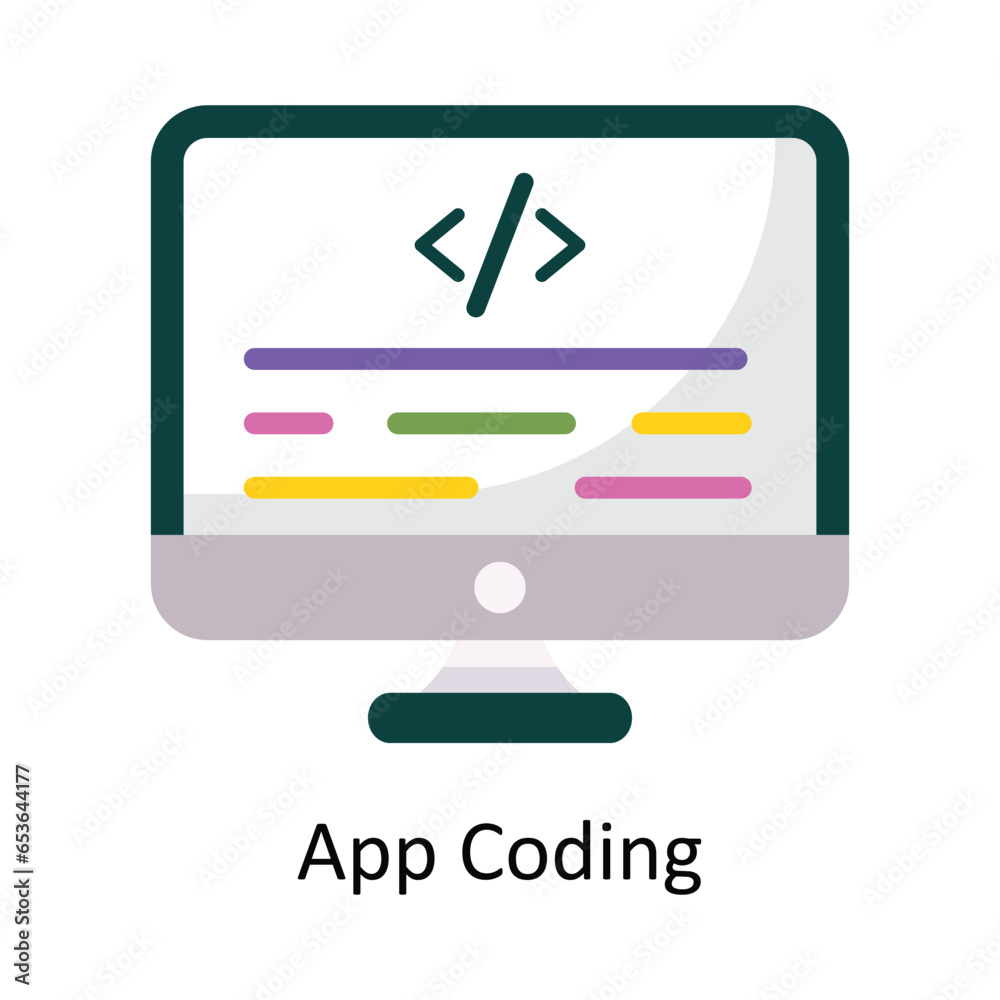 App Coding vector Flat Icon Design illustration. Symbol on White background EPS 10 File App Coding vector Flat Icon Design illustration. Symbol on White background EPS 10 File