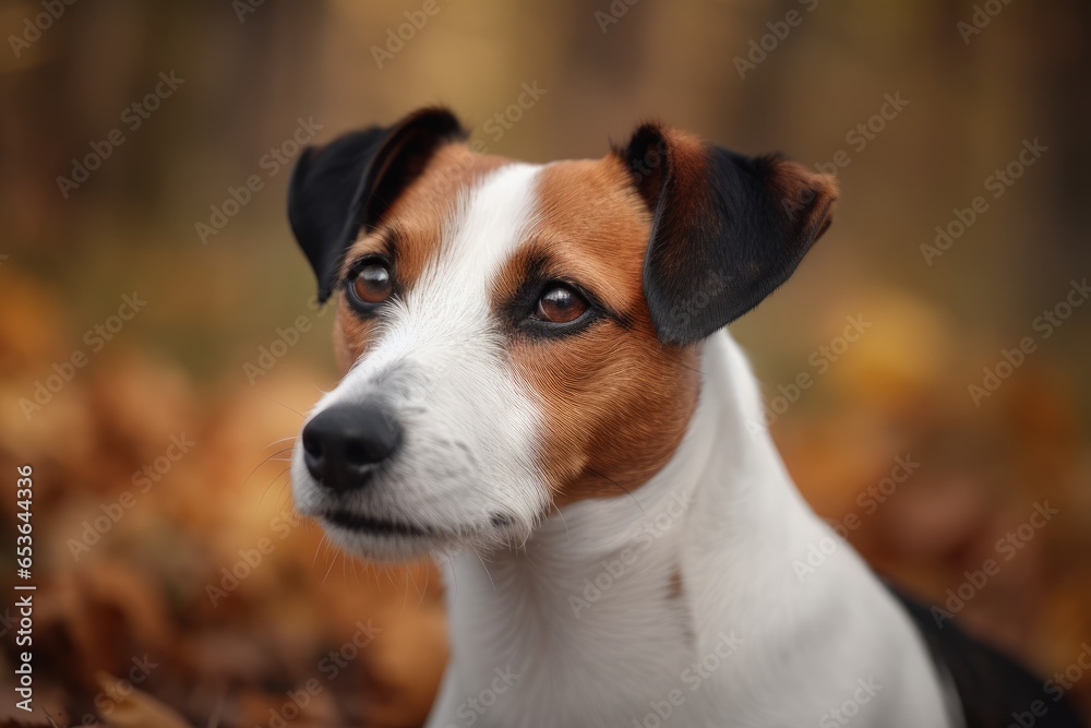 A friendly brown and white dog making eye contact with the camera A friendly brown and white dog making eye contact with the camera