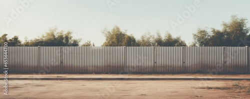 A Blank Metal Fence In A Rural Village . Сoncept Metal Fences, Rural Villages, Maintenance, Security