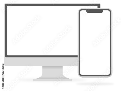 Écran de maquette. Définir les couleurs noires des appareils. Ordinateur portable pro et air, écran d'ordinateur, tablette et smartphone avec écrans vierges pour votre conception. Illust