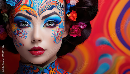 Traditional Asian makeup, Chinese New Year concept © terra.incognita