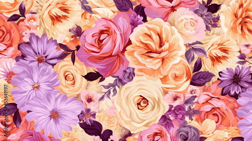 Vibrant and intricate floral pattern wallpaper, adding color and elegance