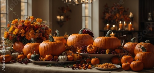  A modern  twist on a traditional Thanksgiving, with pumpkins used as inspiration for sleek and stylish decorations, adding a touch of sophistication to the event photo