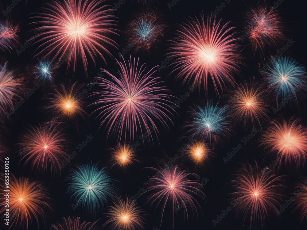 Naklejka premium カラフルな花火の背景