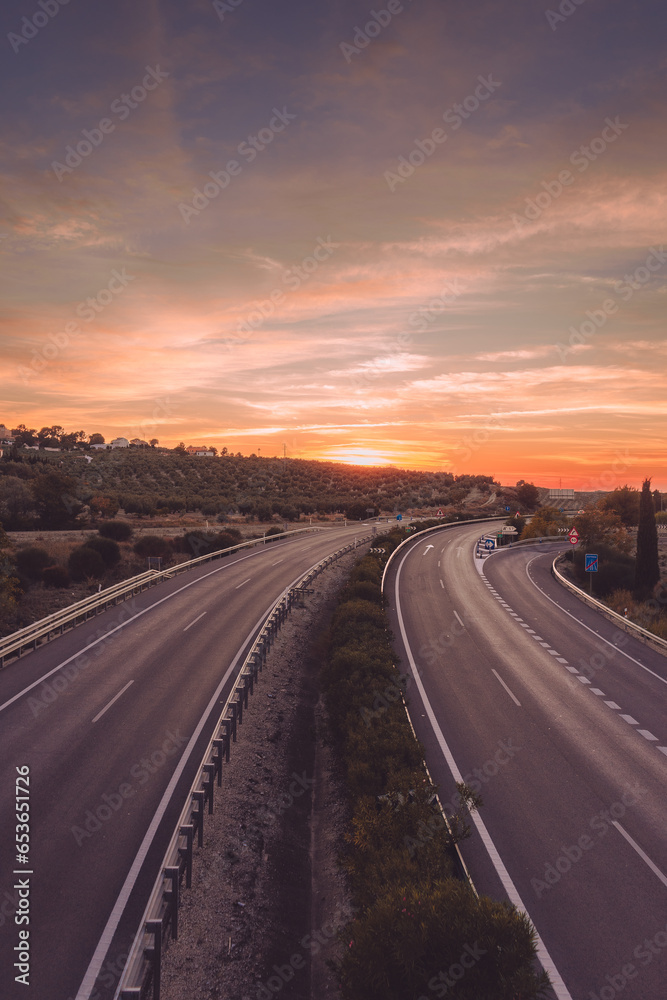 Photo taken in a southern spanish highway on sunset conditions. Photo taken in a southern spanish highway on sunset conditions.