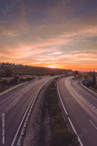 Photo taken in a southern spanish highway on sunset conditions.
