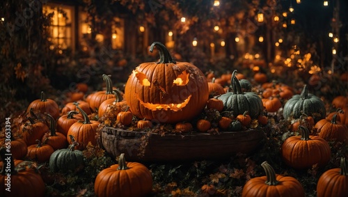 A magical pumpkin wonderland, with pumpkins transformed into fantastical creatures and scenes, bringing the imagination to life in a stunning visual display photo