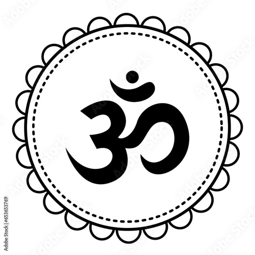 Aum, Om Spiritual Symbol | Decorative Om Religious Symbol Icon