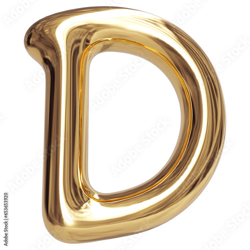 Gold Letter D Bubble - 3d Aphabet Font