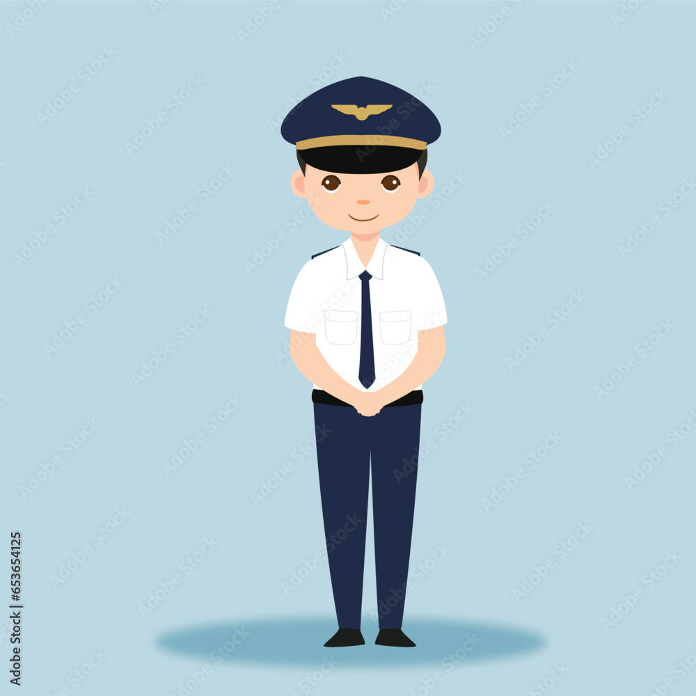 Pilot Officer cartoon character with Uniform