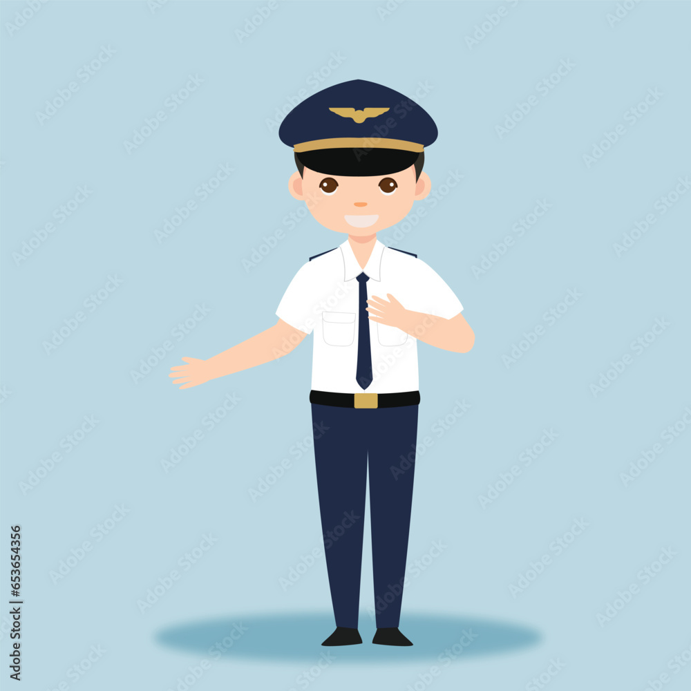 Pilot Officer cartoon character with Uniform