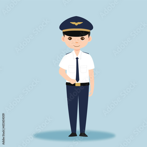 Pilot Officer cartoon character with Uniform